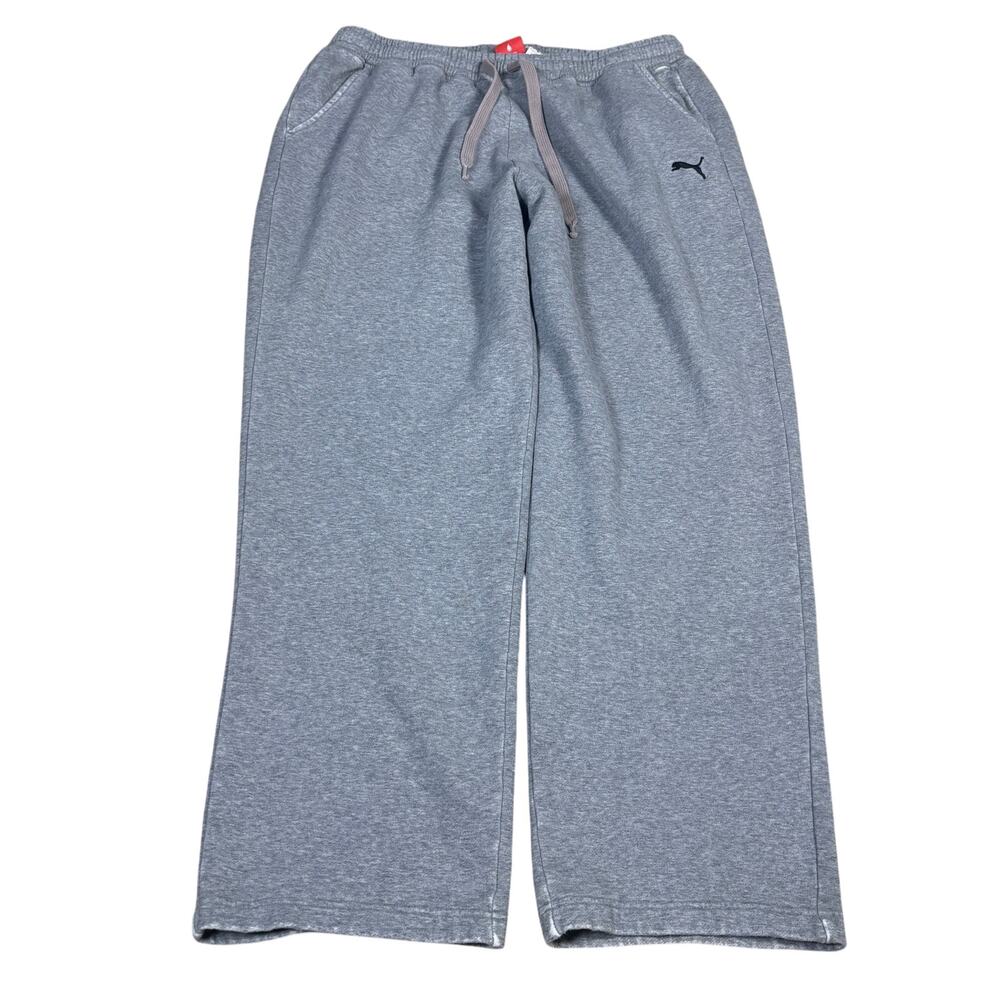 vintage y2k 2000s PUMA baggy wide leg gray sweatpants sportswear athletic XL
